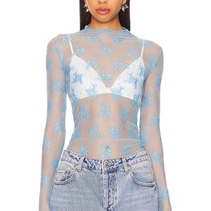 Free People Sheer Blue Top